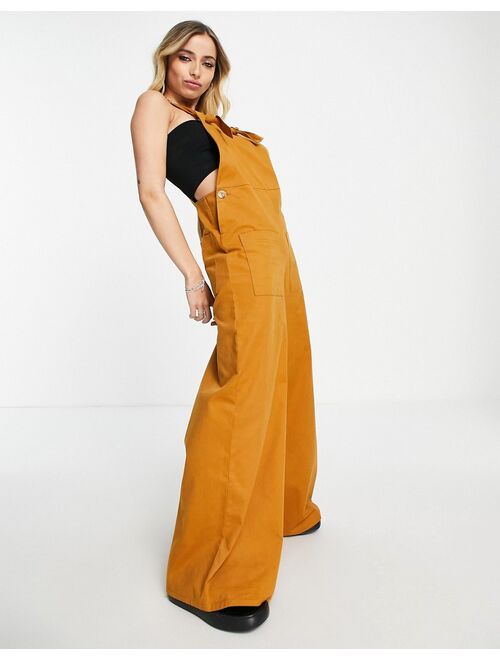 Topshop casual overall jumpsuit in rust