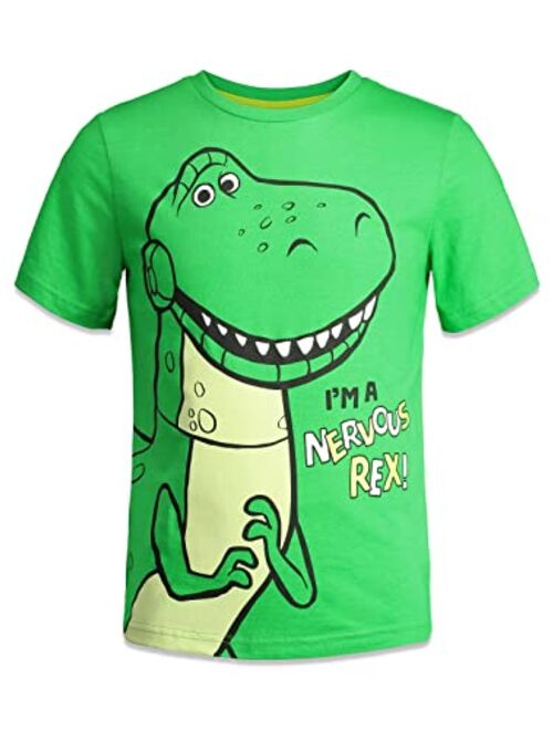 Disney Pixar Toy Story Buzz Lightyear Woody Rex Slinky Dog 4 Pack Graphic T-Shirts