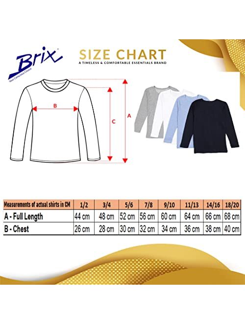 Brix Boys' Long Sleeve Tees - Tagless Crewneck Cotton Soft 4-pk Shirts. 2-20