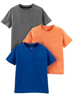Babies, Toddlers, and Boys' Solid Pocket Short-Sleeve Tee Shirts, Pack of 3