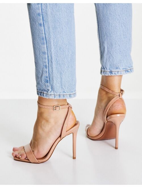 ASOS DESIGN Neva barely there heeled sandals in beige
