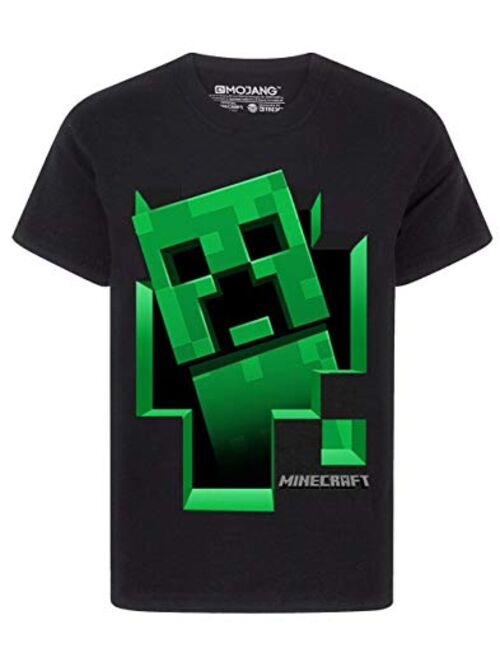 Gaming Minecraft T Shirt Boys Creeper Inside Black Short Sleeve Gamer Top