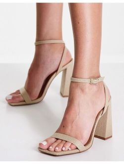Nora barely there block heel sandals in natural