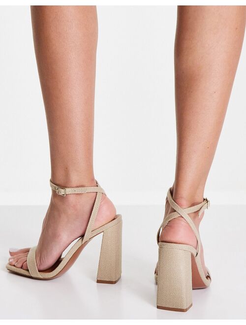 ASOS DESIGN Nora barely there block heel sandals in natural