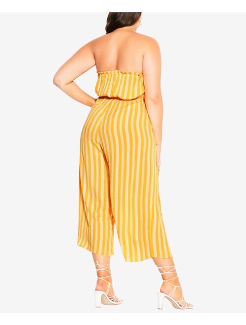 CITY CHIC Trendy Plus Size Bold Stripe Strapless Jumpsuit