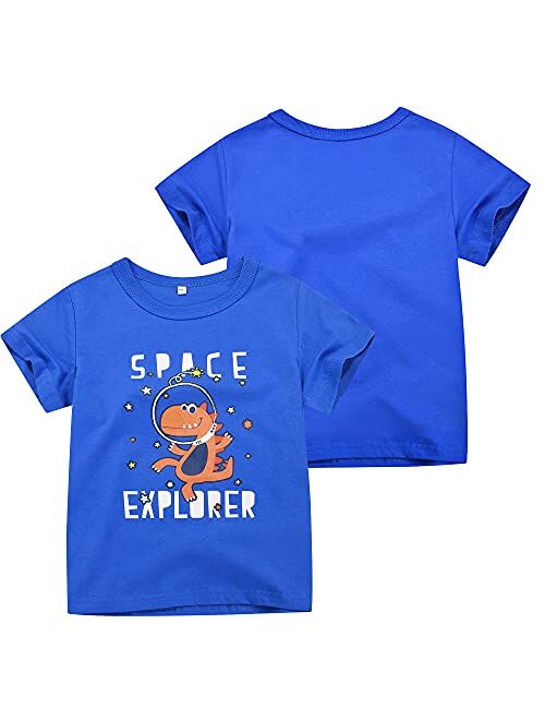 DEEKEY Toddler Little Kids Boys 3-Pack Short Sleeve Graphic T-Shirts Top Tee Clothes Size for 2-7 Years