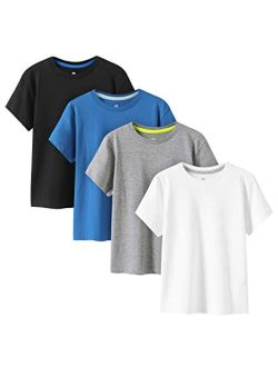 Kids T-Shirts Pure Cotton 4-Pack, Short Sleeve White Tees Boy & Girl, 100% Non-Allergenic Cotton Crew Neck Unisex K01