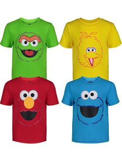 Sesame Street Toddler Boy Girl 4 Pack T-Shirts Elmo Oscar Big Bird Cookie Monster