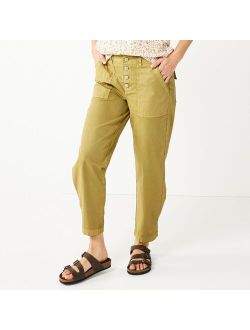 Convertible Tapered-Leg High-Waisted Utility Pants