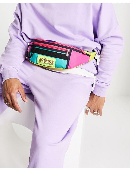 Manhattan Portage Coney Island fanny pack in pink, green and purple