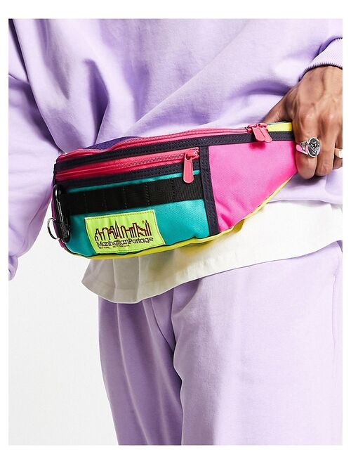 Manhattan Portage Coney Island fanny pack in pink, green and purple