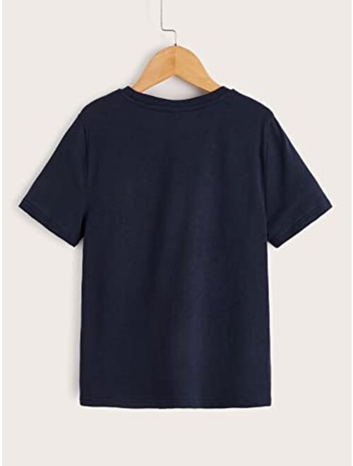WDIRARA Boy's Gamepad Graphic Print Short Sleeve Graphic T Shirts Round Neck Tops Tee