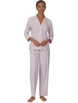 LAUREN Ralph Lauren 3/4 Sleeve Notch Collar Long Pants PJ Set