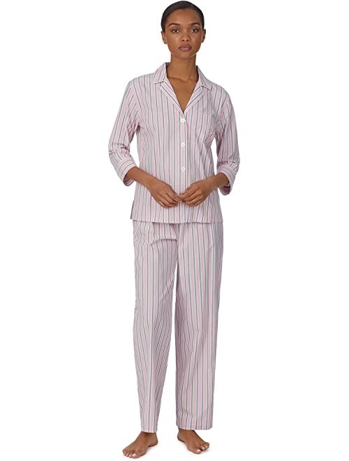 Polo Ralph Lauren LAUREN Ralph Lauren 3/4 Sleeve Notch Collar Long Pants PJ Set