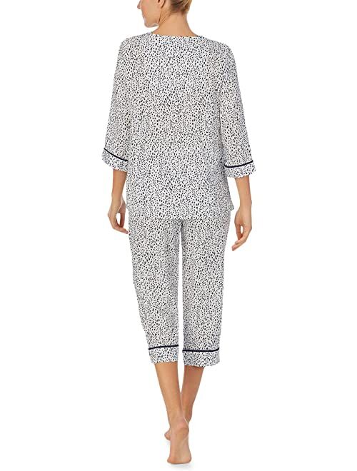 Donna Karan 3/4 Sleeve Top and Crop Lantern Pajama Set