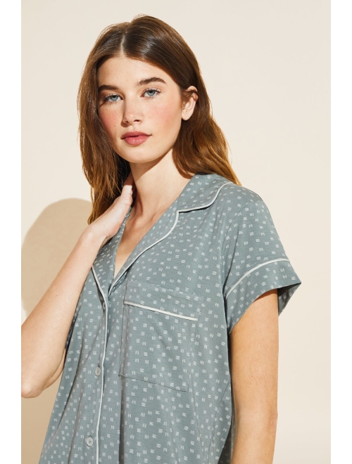 eberjey Gisele Printed Short Sleeve Crop Pajama