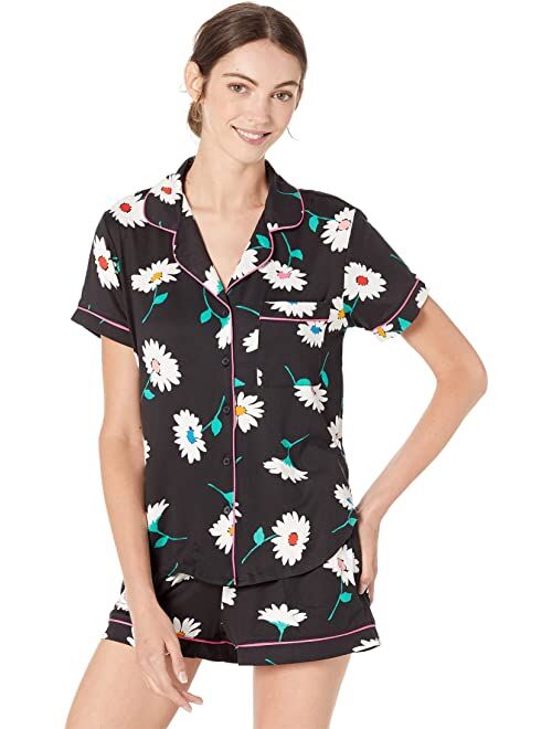 kate spade new york Short Sleeve Notch Short PJ Set