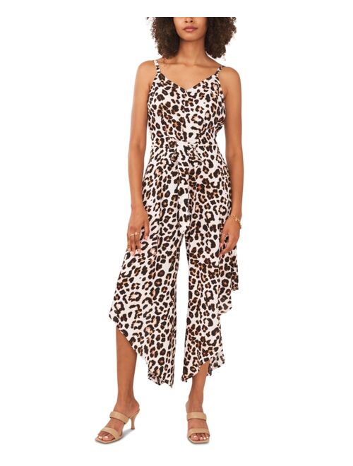 VINCE CAMUTO Women's Animal-Print Tie-Front Sleeveless Jumpsuit