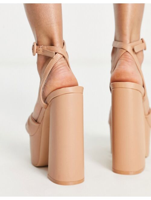 Public Desire Knot On platform heeled sandals in beige