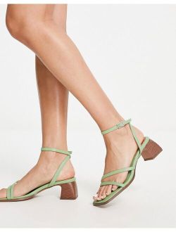 Hampton block mid heeled sandals in mint