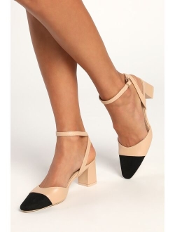 Lelaya Light Nude Ankle Strap Pointed Toe Pumps