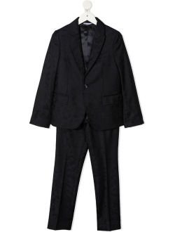 Kids single-breasted jacquard two-piece suit