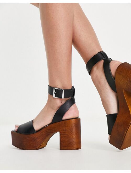 ASOS DESIGN Nata platform heeled sandals in black