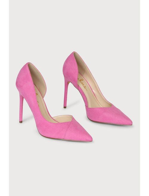 Lulus Satsuki Hot Pink Suede Pointed-Toe D'Orsay Pumps