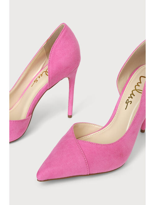 Lulus Satsuki Hot Pink Suede Pointed-Toe D'Orsay Pumps