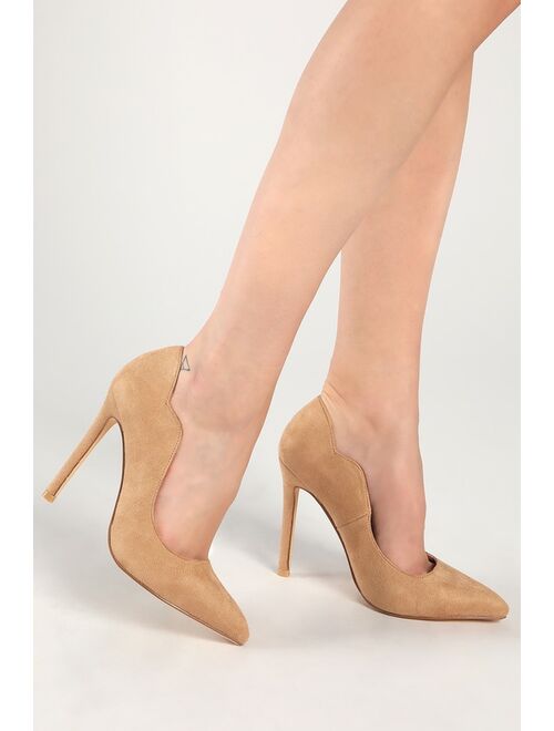 Lulus Goodhart Light Nude Suede Pointed Stiletto Pumps