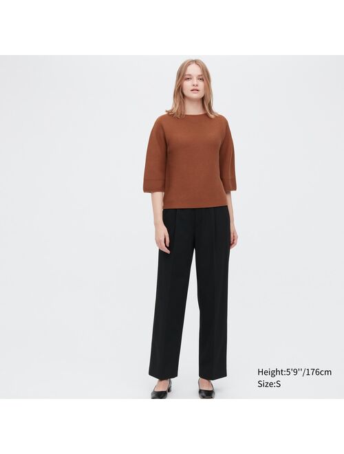 UNIQLO 3D Knit Cotton Wide 3/4 Sleeve Sweater