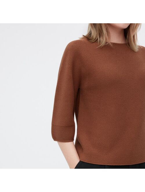 UNIQLO 3D Knit Cotton Wide 3/4 Sleeve Sweater