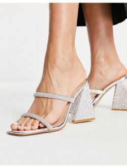 SIMMI Shoes Simmi London Peruvian embellished strappy mules in silver