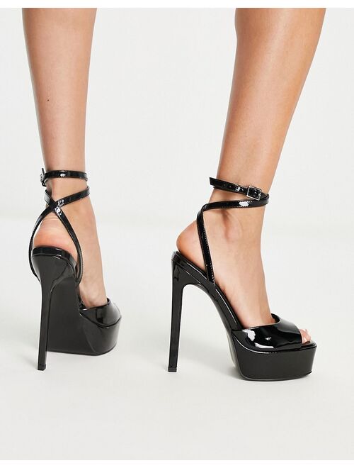 ASOS DESIGN Nation stiletto platform heeled sandals in black
