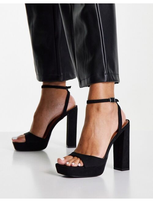 ASOS DESIGN Noun platform barely there heeled sandals in black