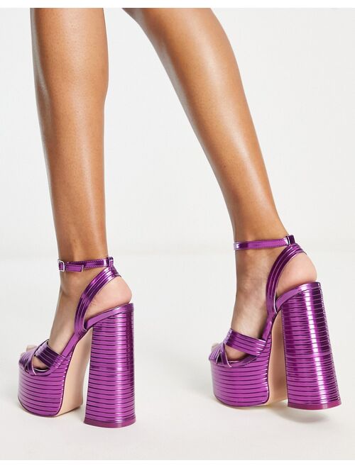 Public Desire Exclusive Zurra platform metallic heels in purple