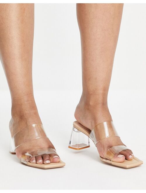 Stradivarius barely there mid heel sandals in clear