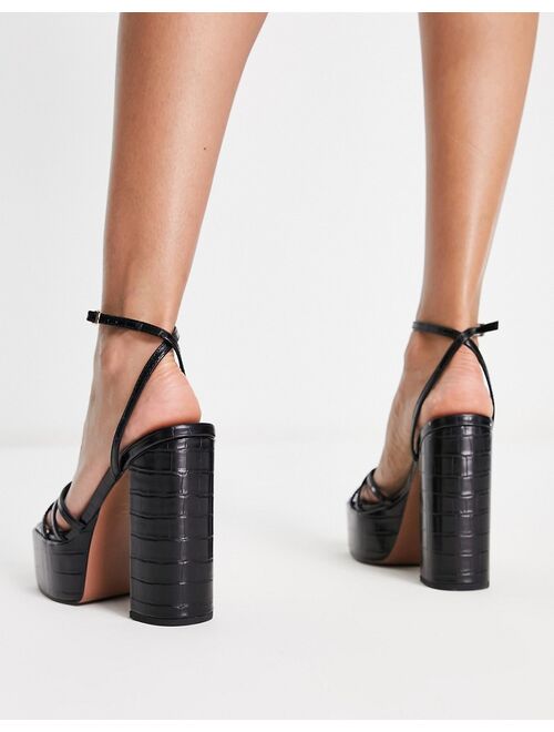 ASOS DESIGN Nate platform heeled sandals in black
