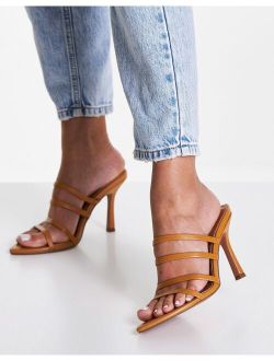 Napa pointed insole heeled mules in camel