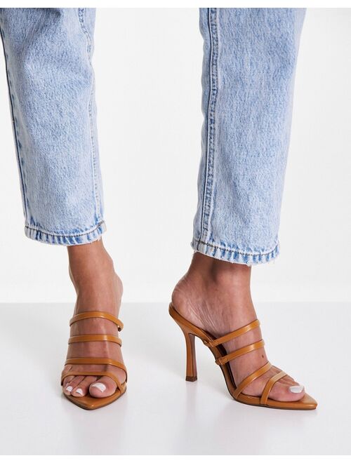 ASOS DESIGN Napa pointed insole heeled mules in camel