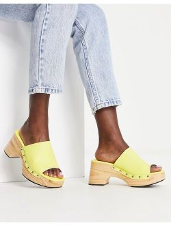 Glamorous mid clog mule sandals in lime
