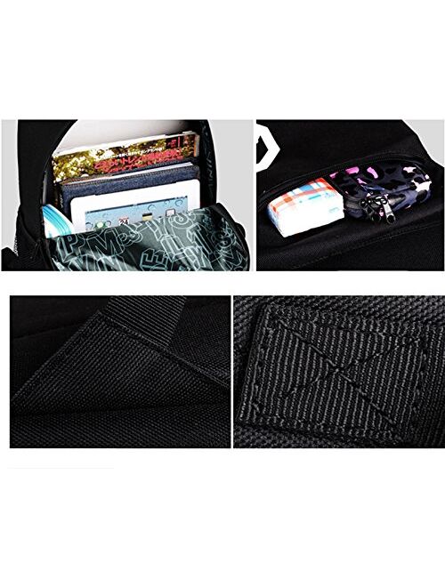 FLYMEI Bookbags for Men, Anime Cartoon Luminous Backpack with USB Charging Port, 17-Inch Laptop Backpack for Men, School Backpack for Girls/Boys, Cool Anime Backpack