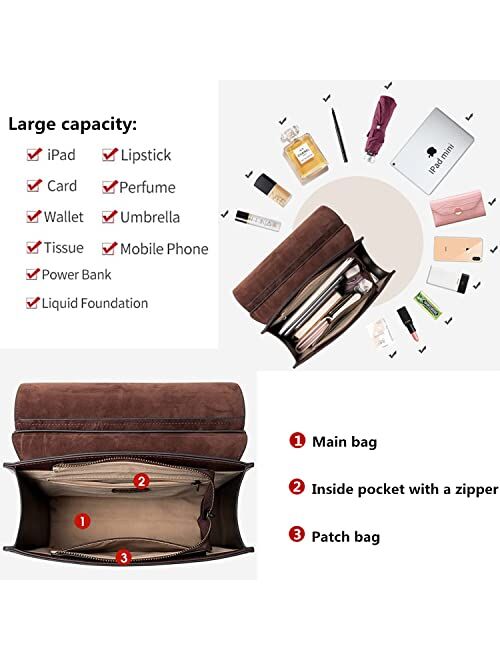 Cnoles Fashion Backpack Purse For Women Genuine Leather Ladies Vintage Bag Casual School College Travel Backpacks Bookbag Brown