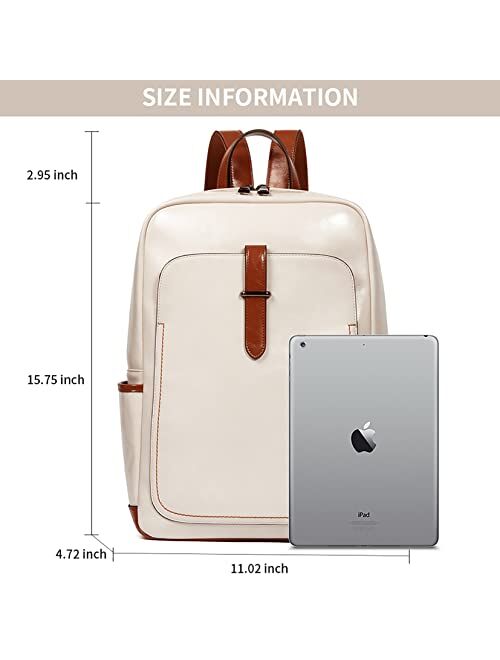 BROMEN Laptop Backpack Purse for Women Vegan Leather Travel 15.6 inch Computer Bag Fashion College School Bookbag