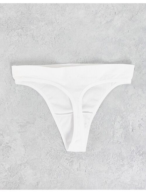 ASOS DESIGN 3 pack ribbed seamless thong pack in white