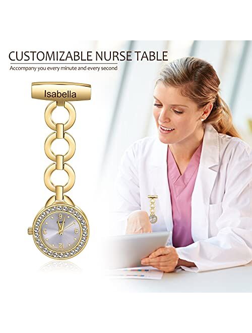 Generic Nurse Watches for Nurses Doctors, Custom Nurse Watches Hanging Engraved Name Lapel Pin Watch on Nursing Watch, Personalized Nurses Pocket Watches for Graduation B