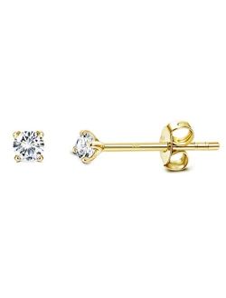 Sllaiss 2mm Sterling Silver Austria Zirconia Stud Earrings for Women Men, Platinum/ Gold/ Rose Gold Plated Tiny CZ Studs