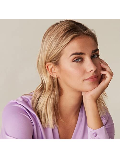 PAVOI 14K Gold Plated 925 Sterling Silver Cubic Zirconia U-Shaped Huggie Earrings in Rose Gold, White Gold and Yellow Gold