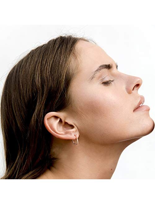 PAVOI 14K Gold Plated 925 Sterling Silver Cubic Zirconia U-Shaped Huggie Earrings in Rose Gold, White Gold and Yellow Gold