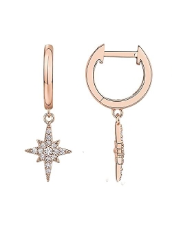 14K Gold Plated S925 Sterling Silver Post Lightweight Drop/Dangle Huggie Earrings for Women | Star, Lock, Butterfly, Moon, Lightning | Dainty Earrings